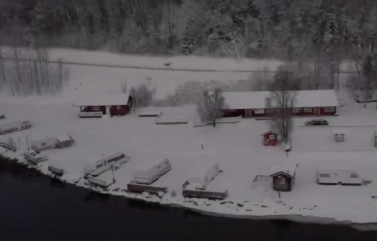 Elvelund camping. Mastershot. Dji air 2s in the snow. -10c